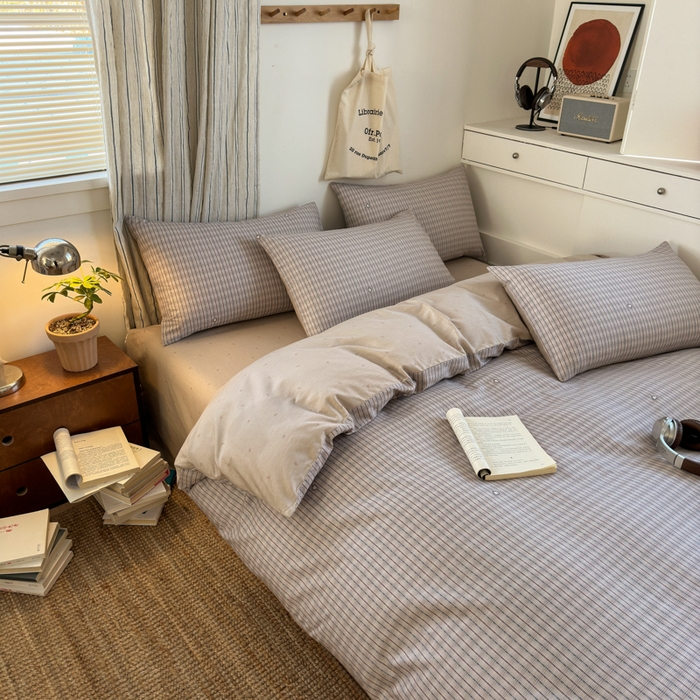 91家纺网 家纺一手货源 找家纺 清雅福2025全棉13372极简风四件套 雷顿