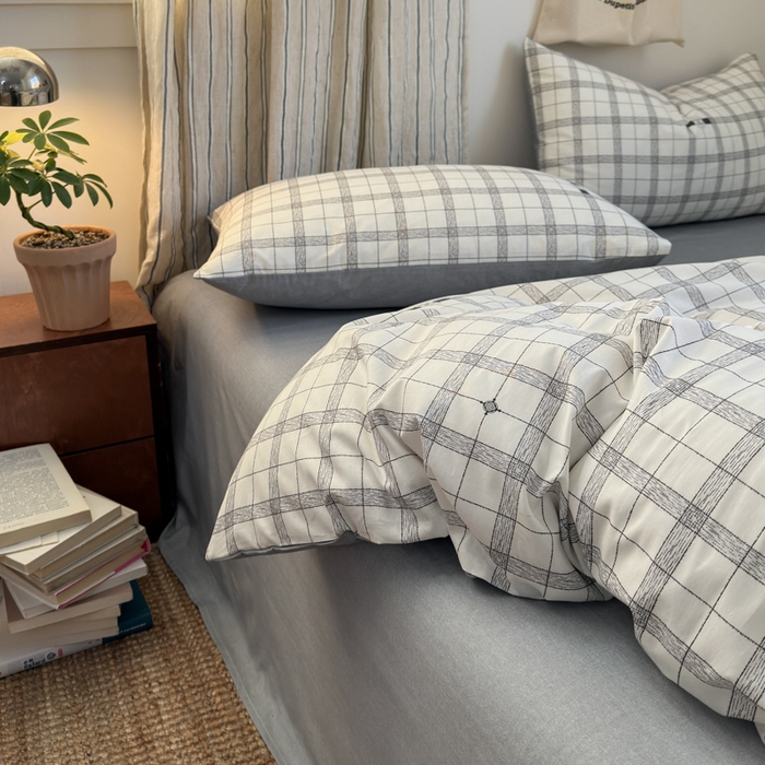 91家纺网 家纺一手货源 找家纺 清雅福2025全棉13372极简风四件套 香奈格