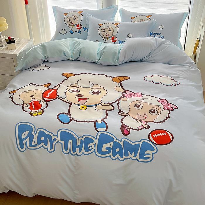 91家纺网 家纺一手货源 找家纺 浩诚 2025新款第一批正版喜羊羊全棉纯棉2025新款卡通大版四件套喜洋洋三件套（陆续更新花色）-提供买家秀 亲亲伙伴