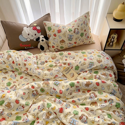 91家纺网 家纺一手货源 找家纺 （总）春光里 2025新款水洗棉印花系列四件套