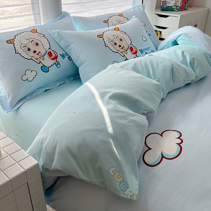 91家纺网 家纺一手货源 找家纺 浩诚 2025新款第一批正版喜羊羊全棉纯棉2025新款卡通大版四件套喜洋洋三件套（陆续更新花色）-提供买家秀 亲亲伙伴