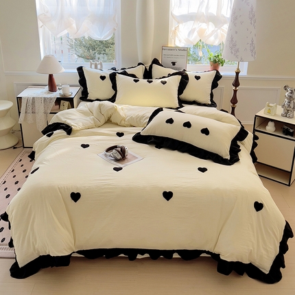 91家纺网 家纺一手货源 找家纺 （总）梦之岛 2025新款韩版小香风赫本风云朵棉毛巾绣四件套