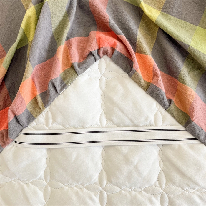 91家纺网 家纺一手货源 找家纺 糯米猪家纺 2025新款全棉色织水洗棉床裙 晴空 灰