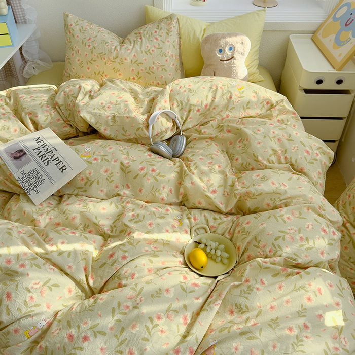 91家纺网 家纺一手货源 找家纺 颜选 2025新款水洗棉印花四件套【提供买家秀】 欣野