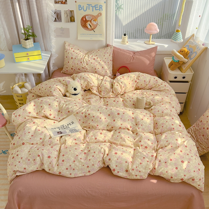 91家纺网 家纺一手货源 找家纺 颜选 2025新款水洗棉印花四件套【提供买家秀】 香婉