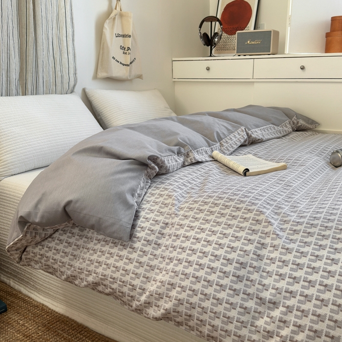 91家纺网 家纺一手货源 找家纺 清雅福2025全棉13372极简风四件套 新都时尚