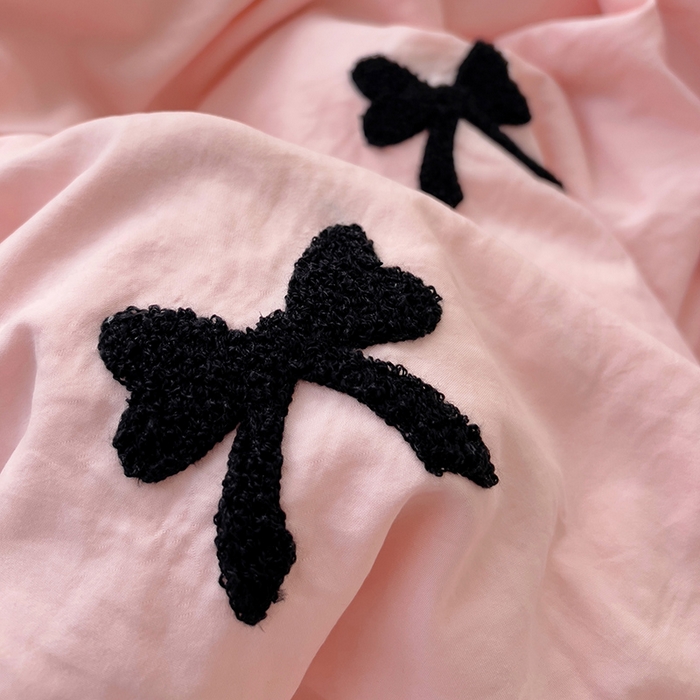 91家纺网 家纺一手货源 找家纺 梦之岛 2025新款韩版小香风赫本风云朵棉毛巾绣四件套 小香风蝴蝶结-玉