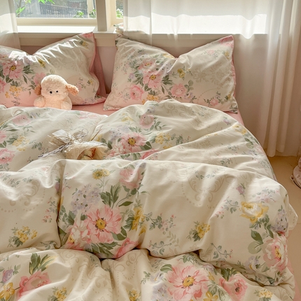 91家纺网 家纺一手货源 找家纺 （总）盛馨家纺 2025新款ins小清新全棉四件套三件套床笠四件套跑量款系列