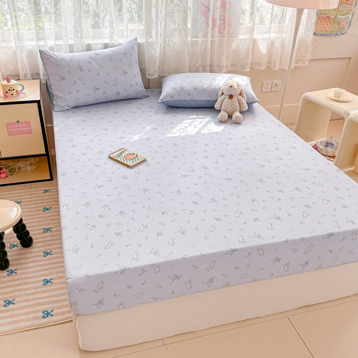 91家纺网 家纺一手货源 找家纺 晨希2025新款13070全棉印花单品床笠枕套 晚风逐梦