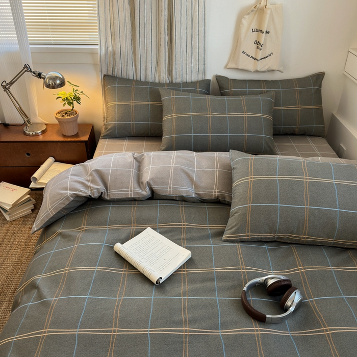 91家纺网 家纺一手货源 找家纺 清雅福2025全棉13372极简风四件套 回忆