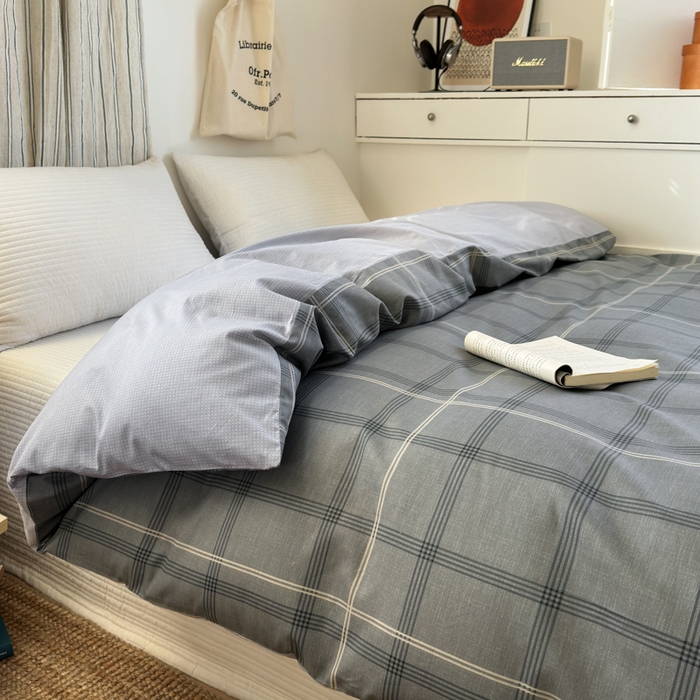 91家纺网 家纺一手货源 找家纺 （总）清雅福2025全棉13372极简风四件套单被套