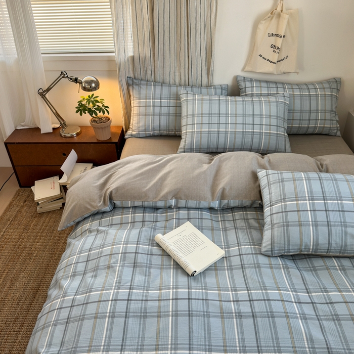 91家纺网 家纺一手货源 找家纺 清雅福2025全棉13372极简风四件套 简约