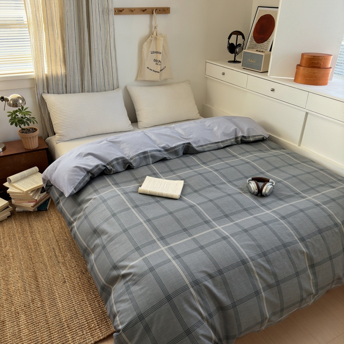 91家纺网 家纺一手货源 找家纺 （总）清雅福2025全棉13372极简风四件套单被套