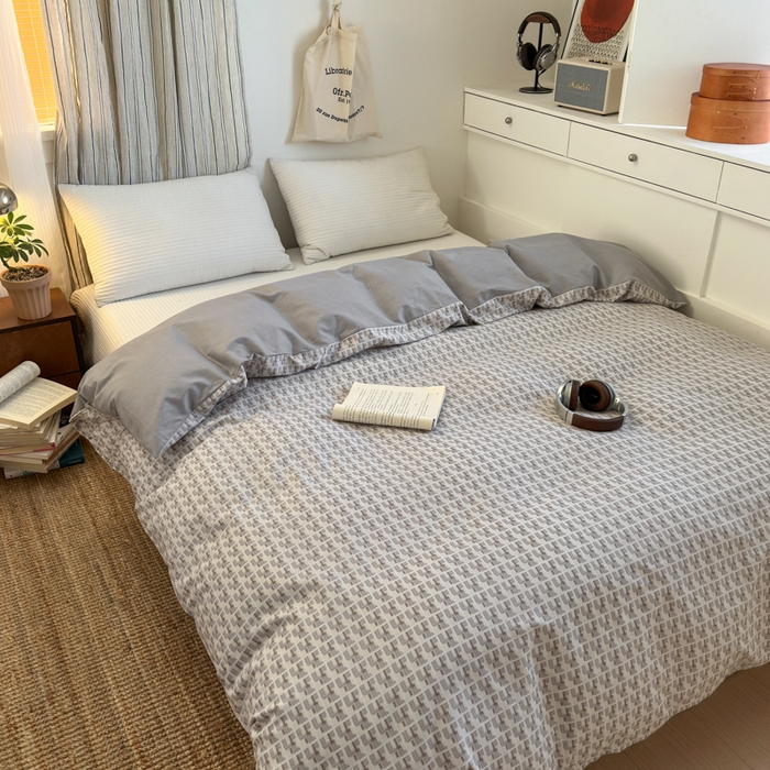 91家纺网 家纺一手货源 找家纺 清雅福2025全棉13372极简风四件套 新都时尚