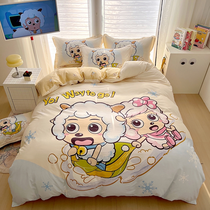 91家纺网 家纺一手货源 找家纺 浩诚 2025新款第一批正版喜羊羊全棉纯棉2025新款卡通大版四件套喜洋洋三件套（陆续更新花色）-提供买家秀 梦幻探险