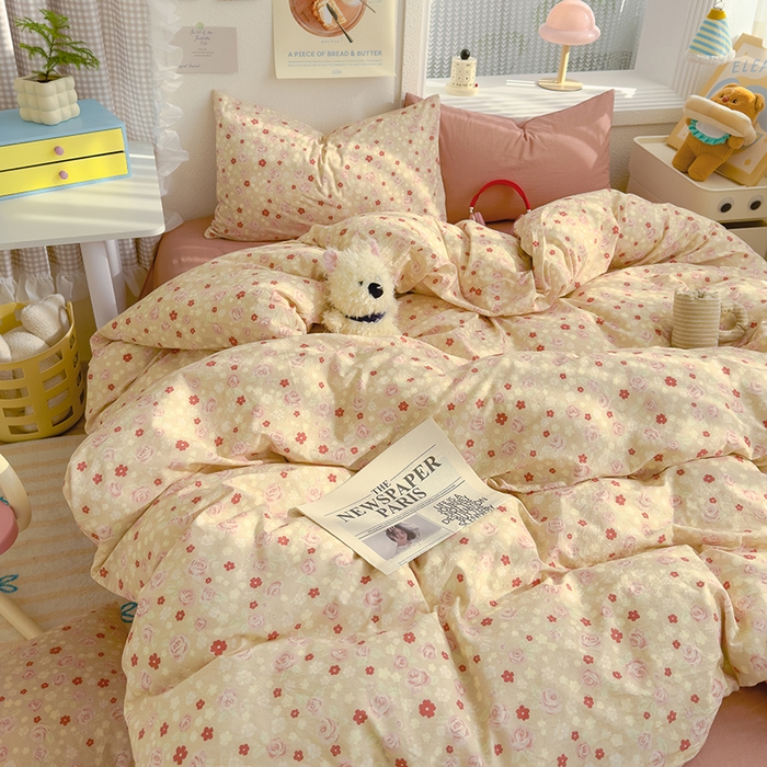 91家纺网 家纺一手货源 找家纺 颜选 2025新款水洗棉印花四件套【提供买家秀】 香婉