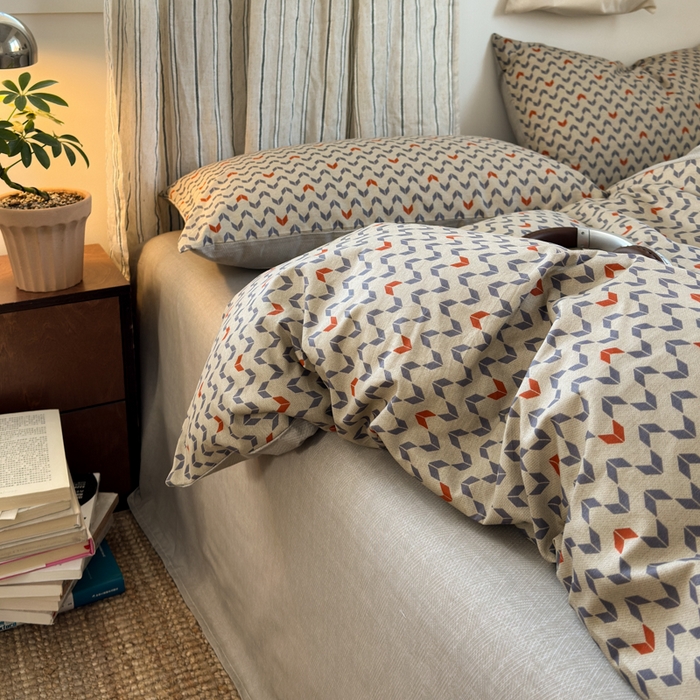 91家纺网 家纺一手货源 找家纺 清雅福2025全棉13372极简风四件套 流行驿站-桔