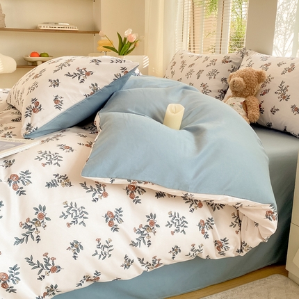 91家纺网 家纺一手货源 找家纺 （总）雅阁尔2025新款直播热款水洗棉四件套小碎花床单被套三件套 