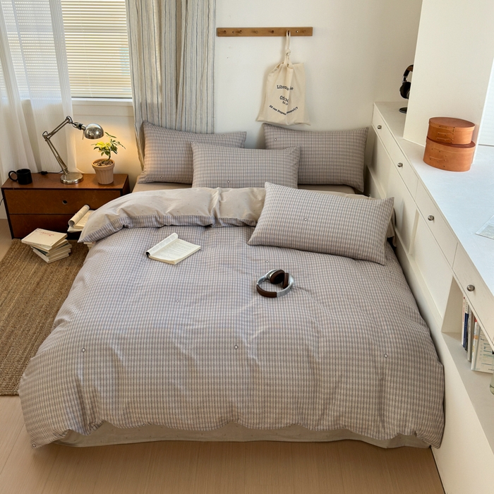 91家纺网 家纺一手货源 找家纺 清雅福2025全棉13372极简风四件套 雷顿