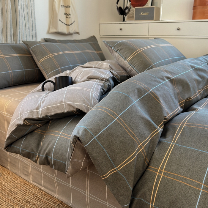 91家纺网 家纺一手货源 找家纺 清雅福2025全棉13372极简风四件套 回忆