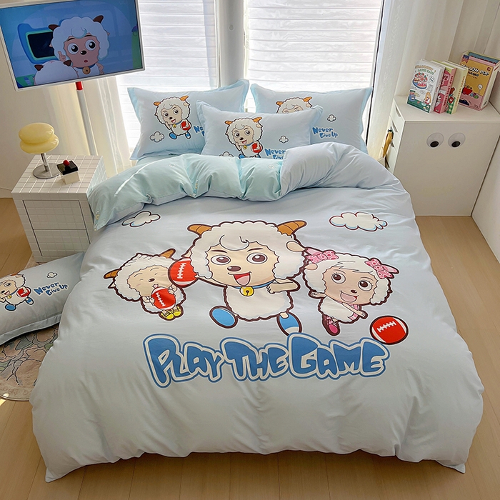 91家纺网 家纺一手货源 找家纺 浩诚 2025新款第一批正版喜羊羊全棉纯棉2025新款卡通大版四件套喜洋洋三件套（陆续更新花色）-提供买家秀 亲亲伙伴