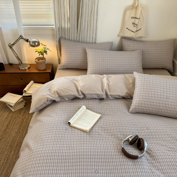 91家纺网 家纺一手货源 找家纺 清雅福2025全棉13372极简风四件套 雷顿