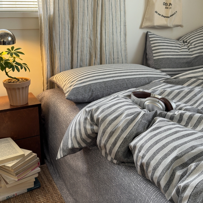 91家纺网 家纺一手货源 找家纺 清雅福2025全棉13372极简风四件套 逸梦