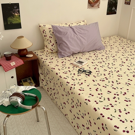 91家纺网 家纺一手货源 找家纺 尺素 2025新款ins风小红书系列单床单 樱桃