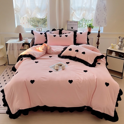 91家纺网 家纺一手货源 找家纺 （总）梦之岛 2025新款韩版小香风赫本风云朵棉毛巾绣四件套