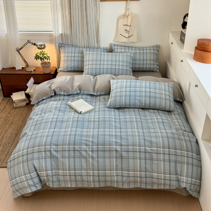 91家纺网 家纺一手货源 找家纺 （总）清雅福2025全棉13372极简风四件套单被套