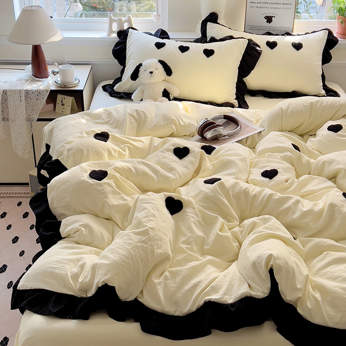 91家纺网 家纺一手货源 找家纺 （总）梦之岛 2025新款韩版小香风赫本风云朵棉毛巾绣四件套