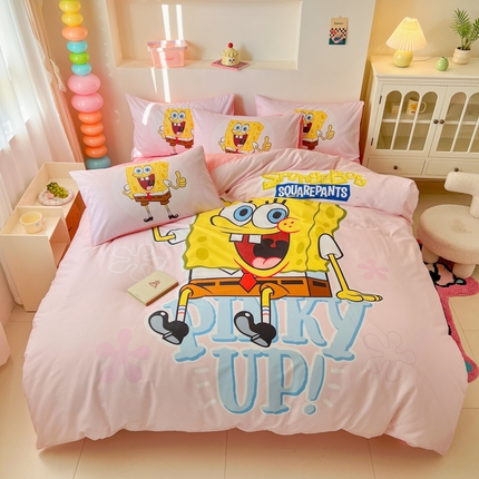 （总）金爱家纯棉数码印花系列四件套-海绵宝宝