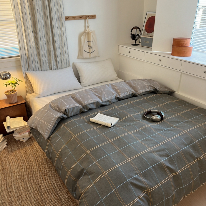 91家纺网 家纺一手货源 找家纺 清雅福2025全棉13372极简风四件套 回忆