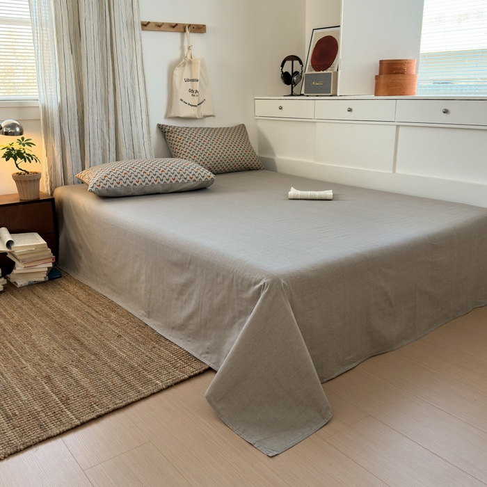 91家纺网 家纺一手货源 找家纺 清雅福2025全棉13372极简风四件套 流行驿站-桔