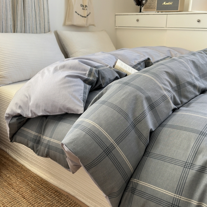 91家纺网 家纺一手货源 找家纺 清雅福2025全棉13372极简风四件套 北欧格