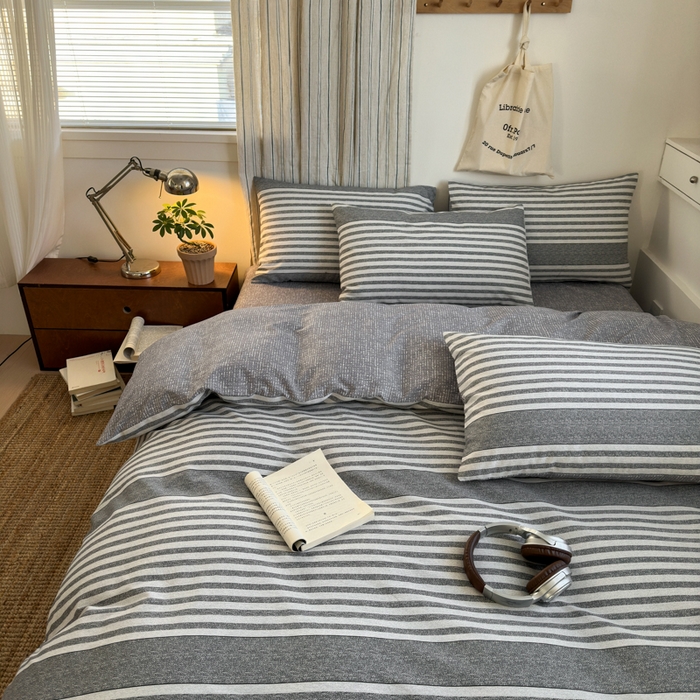 91家纺网 家纺一手货源 找家纺 清雅福2025全棉13372极简风四件套 逸梦