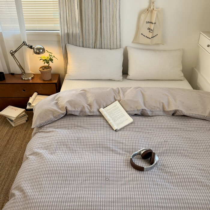 91家纺网 家纺一手货源 找家纺 清雅福2025全棉13372极简风四件套 雷顿