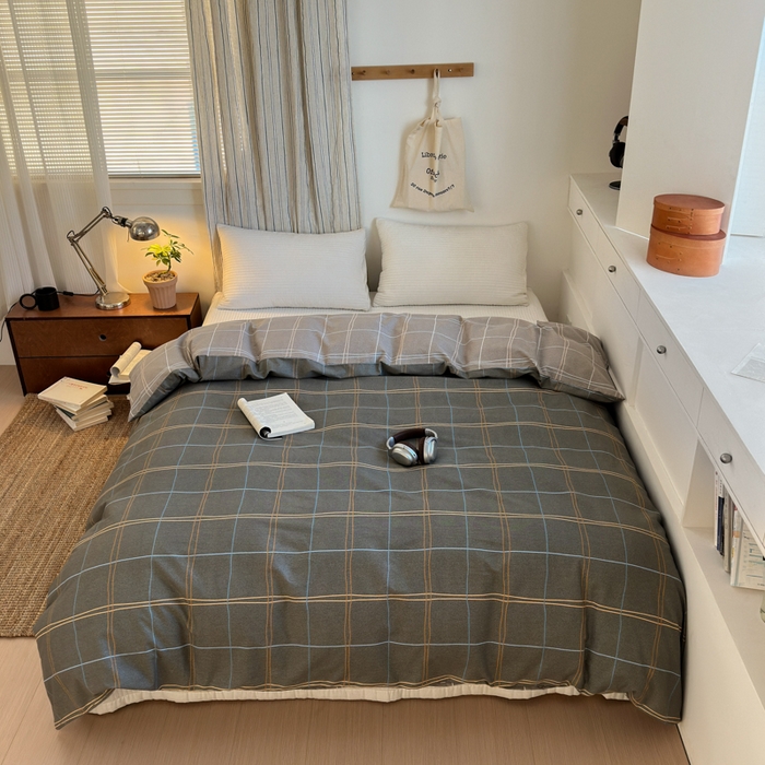 91家纺网 家纺一手货源 找家纺 清雅福2025全棉13372极简风四件套 回忆