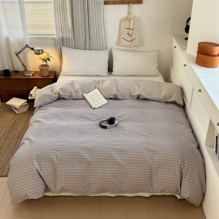 91家纺网 家纺一手货源 找家纺 清雅福2025全棉13372极简风四件套 雷顿