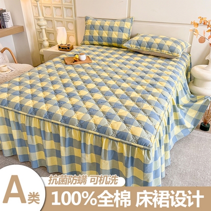 91家纺网 家纺一手货源 找家纺 （总）糯米猪家纺 2025新款全棉色织水洗棉床裙