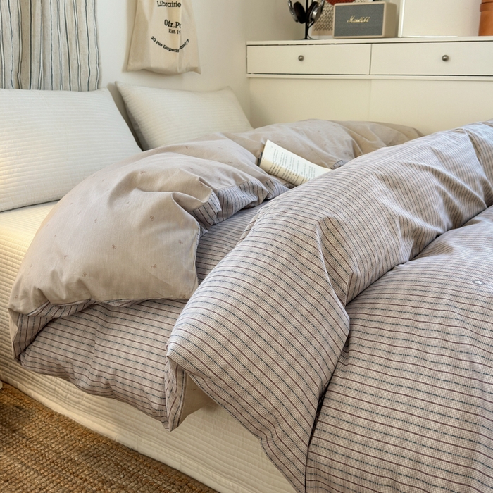 91家纺网 家纺一手货源 找家纺 清雅福2025全棉13372极简风四件套 雷顿