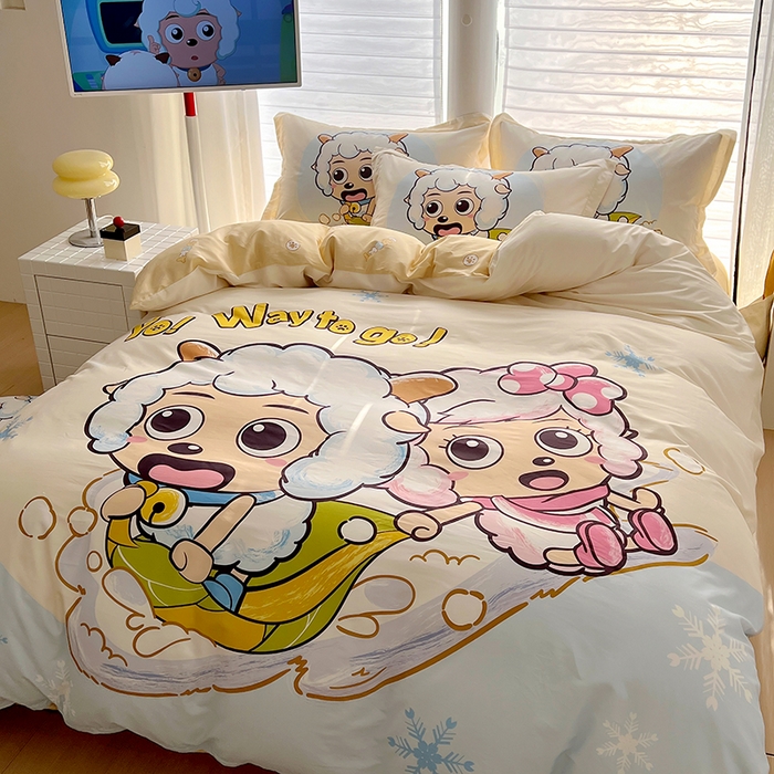 91家纺网 家纺一手货源 找家纺 浩诚 2025新款第一批正版喜羊羊全棉纯棉2025新款卡通大版四件套喜洋洋三件套（陆续更新花色）-提供买家秀 梦幻探险