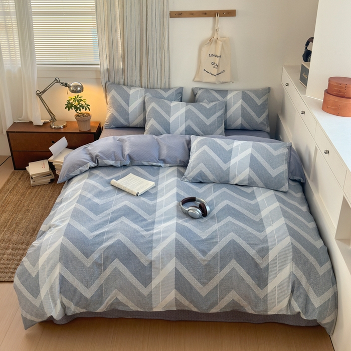 91家纺网 家纺一手货源 找家纺 清雅福2025全棉13372极简风四件套 平凡兰