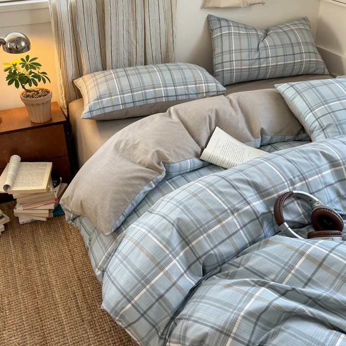 91家纺网 家纺一手货源 找家纺 清雅福2025全棉13372极简风四件套 简约