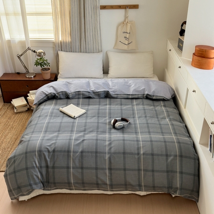 清雅福2025全棉13372极简风四件套 北欧格