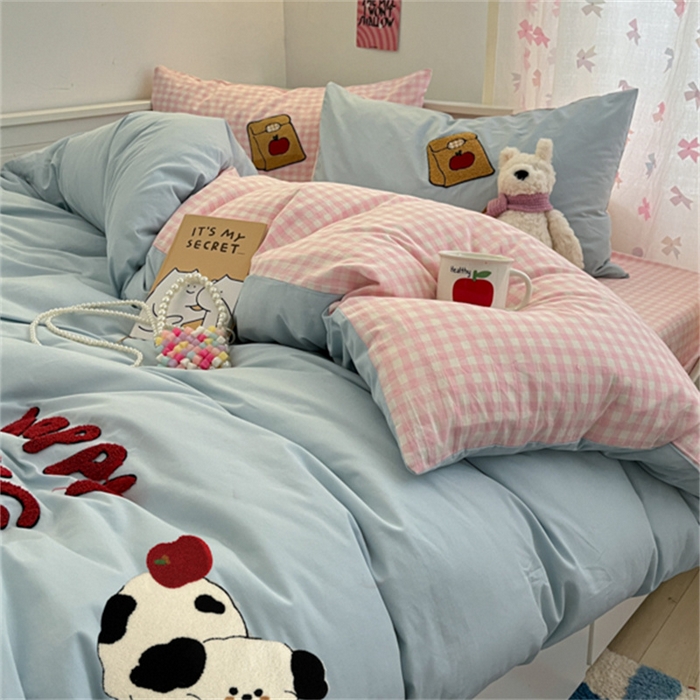 91家纺网 家纺一手货源 找家纺 （总）呗旺鹿 2025新款A类全棉色织水洗棉毛巾绣系列四件套