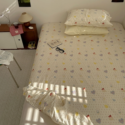 91家纺网 家纺一手货源 找家纺 尺素 2025新款ins风小红书系列单床笠 甜心