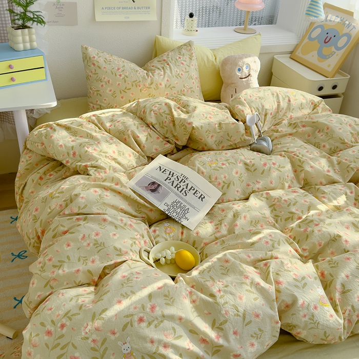 91家纺网 家纺一手货源 找家纺 颜选 2025新款水洗棉印花四件套【提供买家秀】 欣野