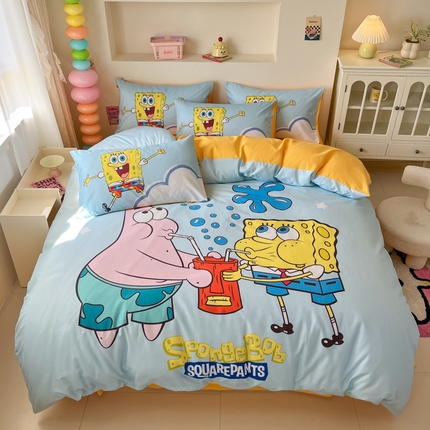 金爱家纯棉数码印花系列四件套-海绵宝宝 棉D-泡泡海绵宝宝