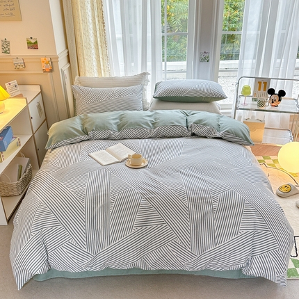 91家纺网 家纺一手货源 找家纺 （总）清雅福2025全棉13372极简风四件套单被套